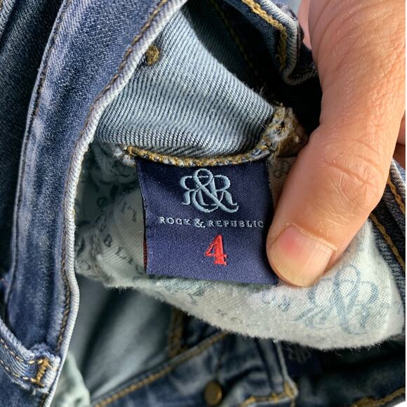 Rock & Republic Skinny Jeans Womens Sz 4 Blue Denim Medium Wash Cotton Mid-Rise - Picture 2 of 7